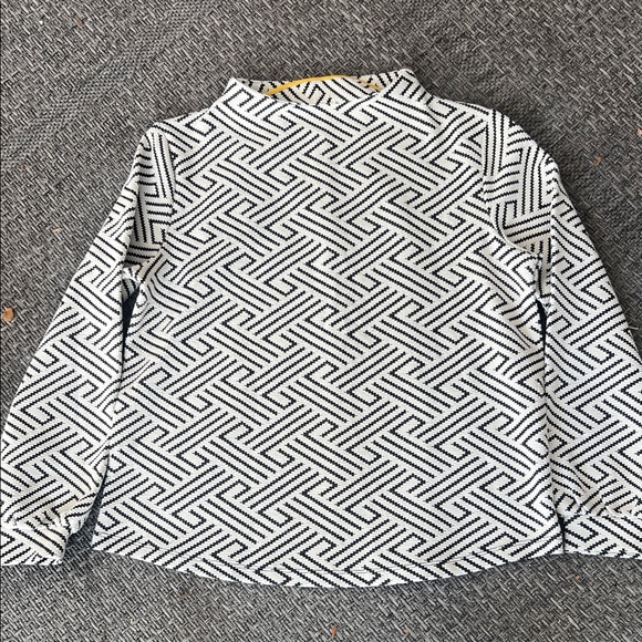 Anthropology W5 Sweater Womens Size S White Black Geometric Knit Cotton Zip Back - Picture 3 of 9